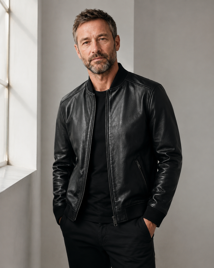 100% Genuine Leather — Sheepskin Bomber Jacket