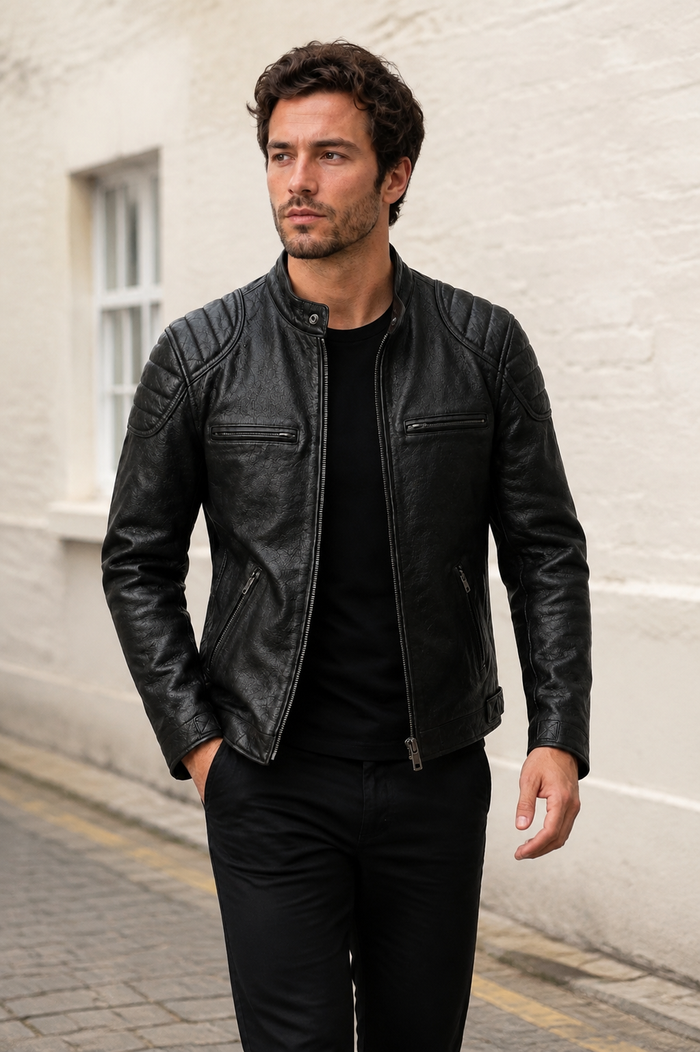 100% Genuine Leather — Vintage Leather Biker Jacket