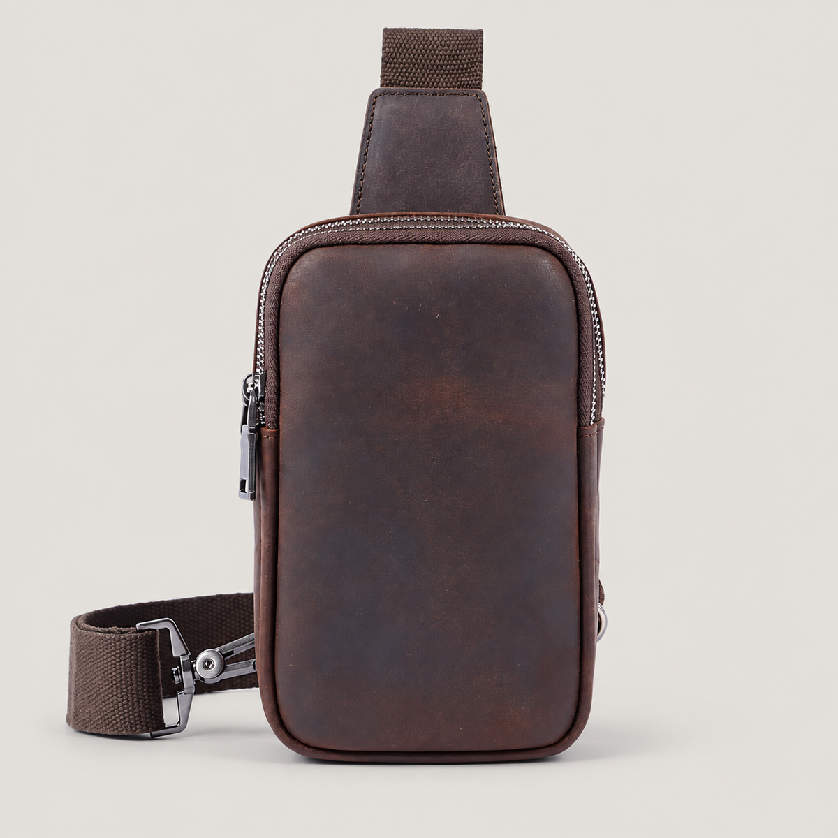 EKROZ dark coffee leather crossbody bag — 1