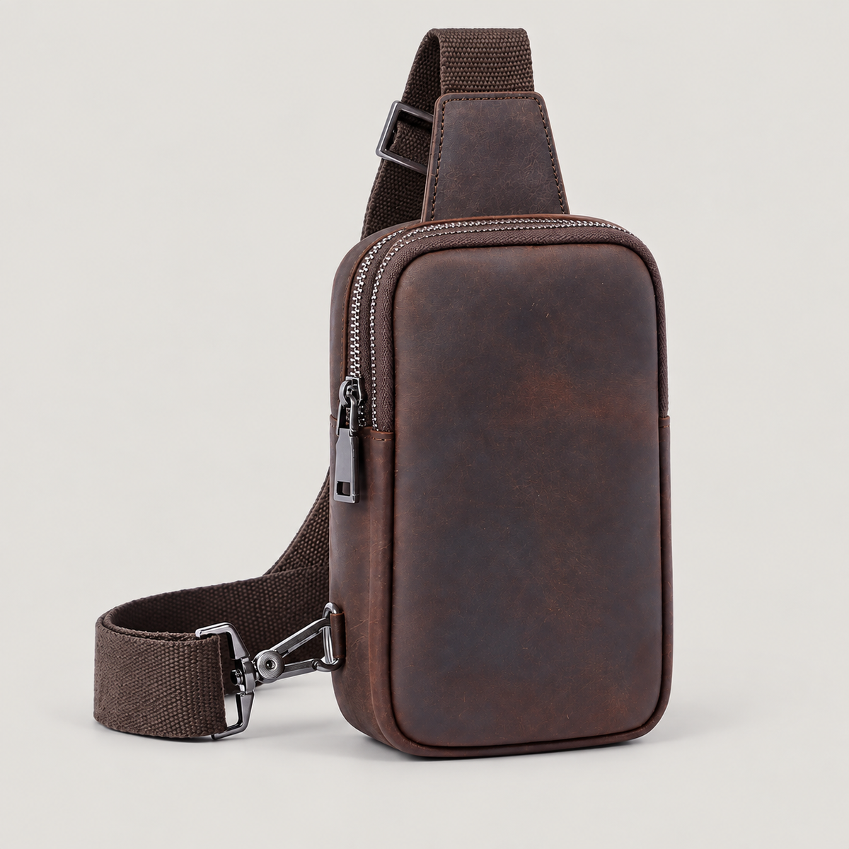 EKROZ dark coffee leather crossbody bag — 2