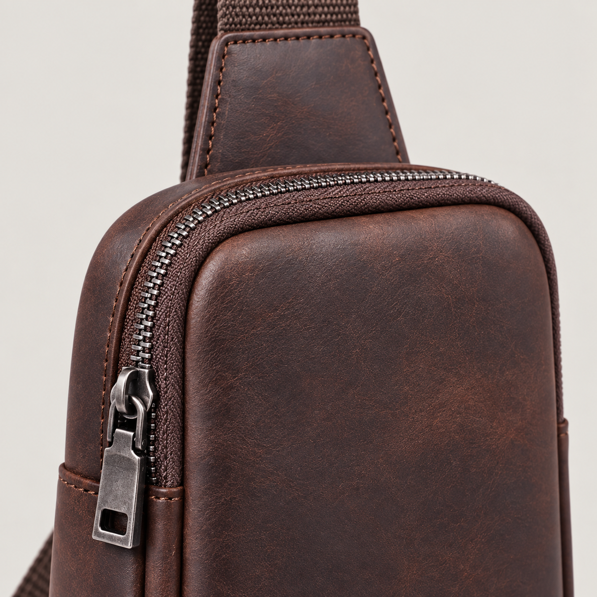 EKROZ dark coffee leather crossbody bag — 3