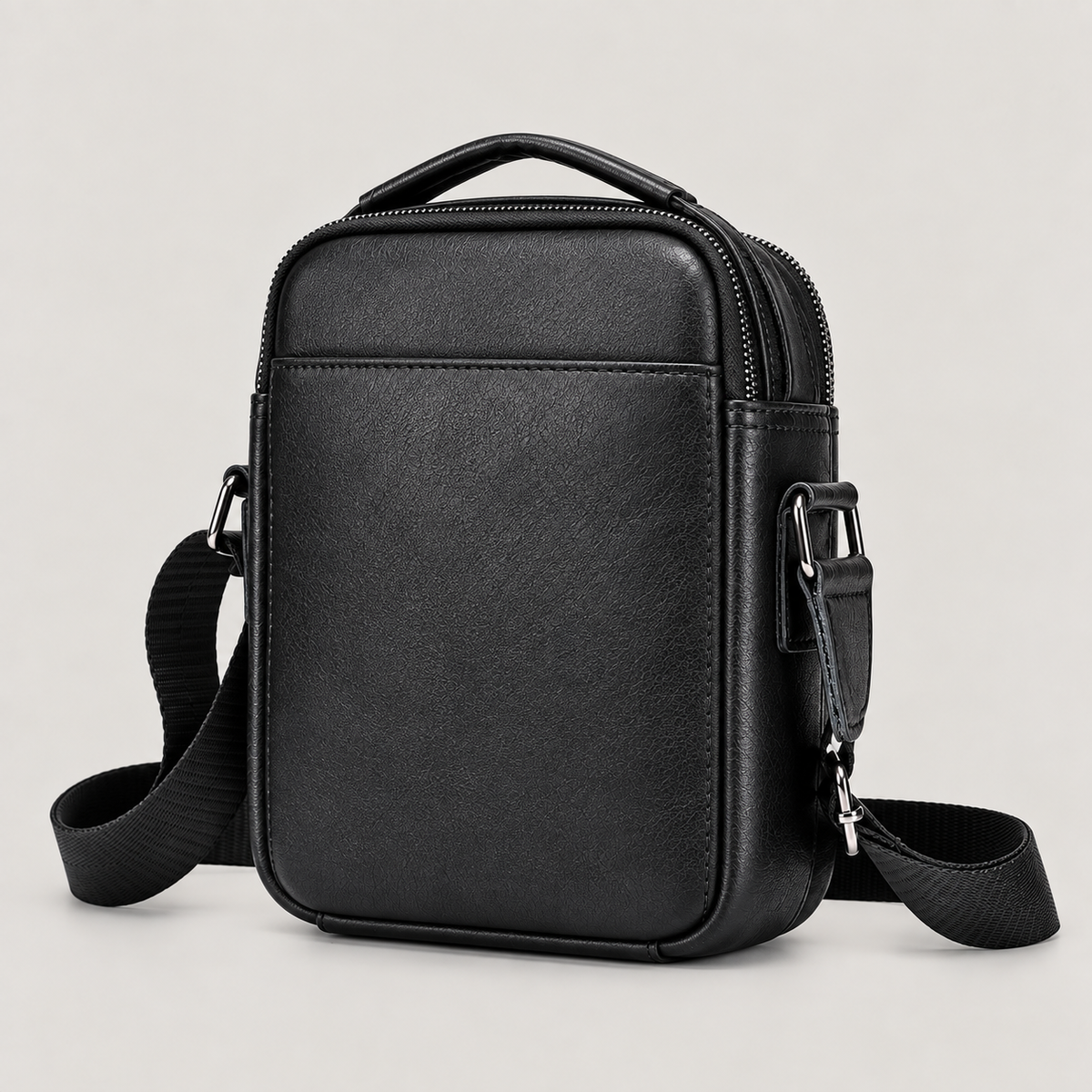 EKROZ black leather crossbody messenger bag