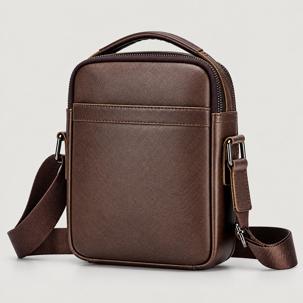 EKROZ dark brown leather crossbody messenger bag